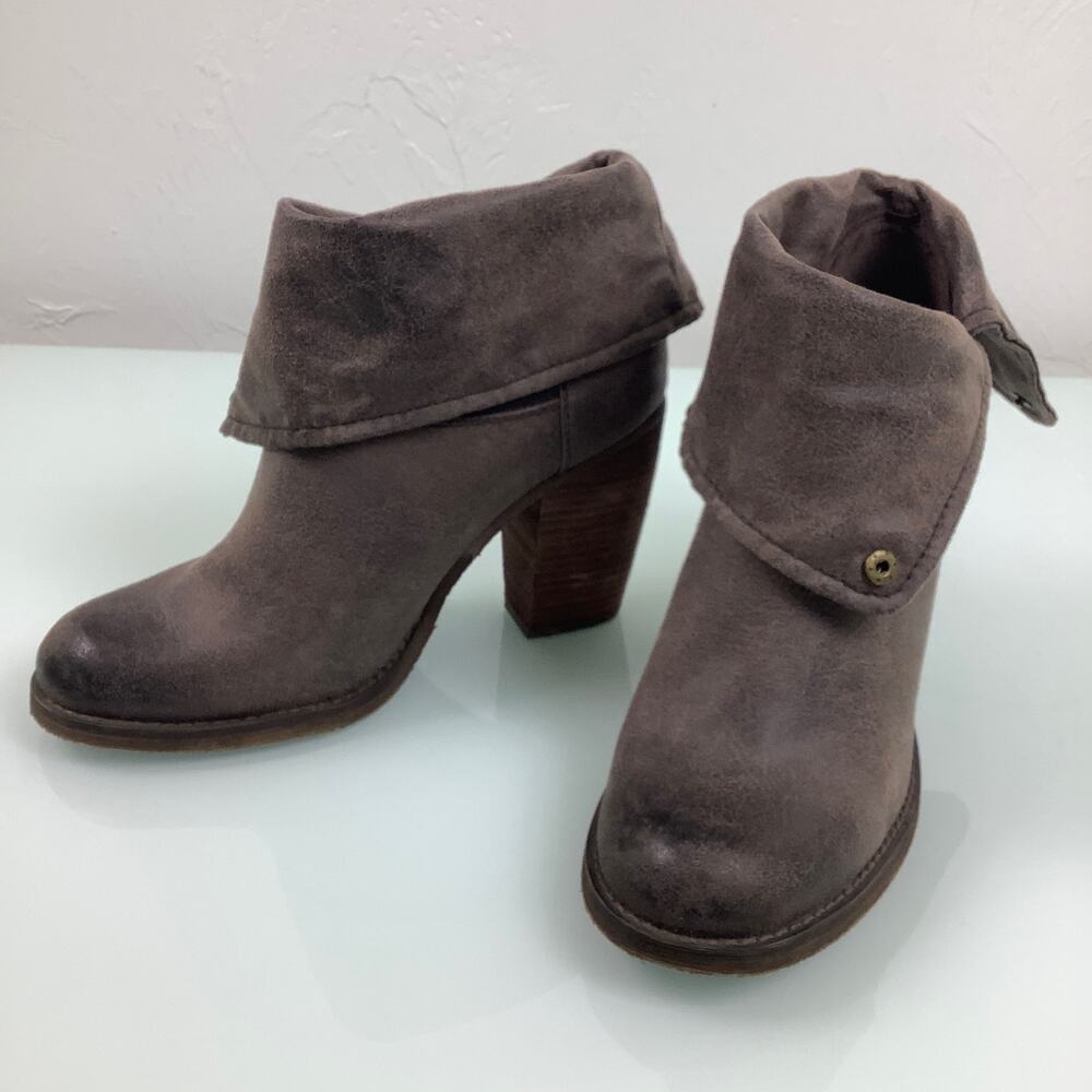 Sbicca Chord Fold over Women Pull on vegan leather booties size 8.5 EUC